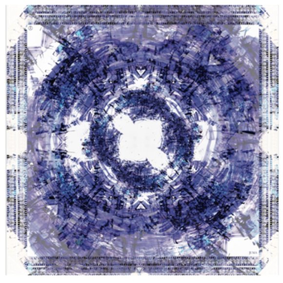 SILK SCARF - BLUE-IVORY Abstract Design, 100% Silk - Picture 6 of 6